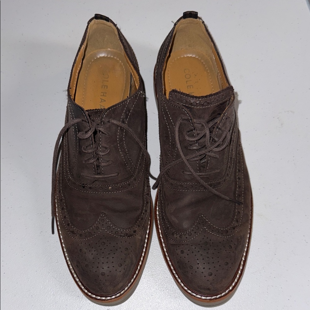 Cole Haan Williams Wingtip Oxford Dark Brown Nubuck Leather C33470 Mens 9.5 M